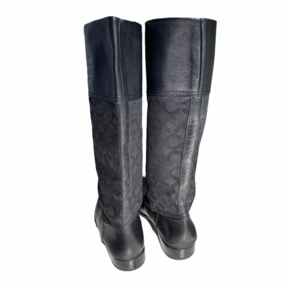 Coach Black Leather Classic Logo Canvas Chrissi Riding.  SZ 7.5 - Picture 5 of 5